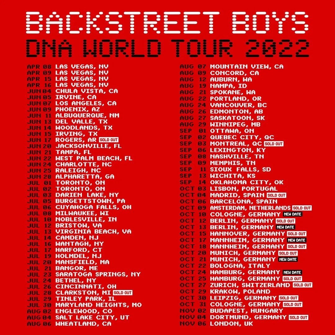 Backstreet Boys DNA World Tour 2022 Atlas Artist Group