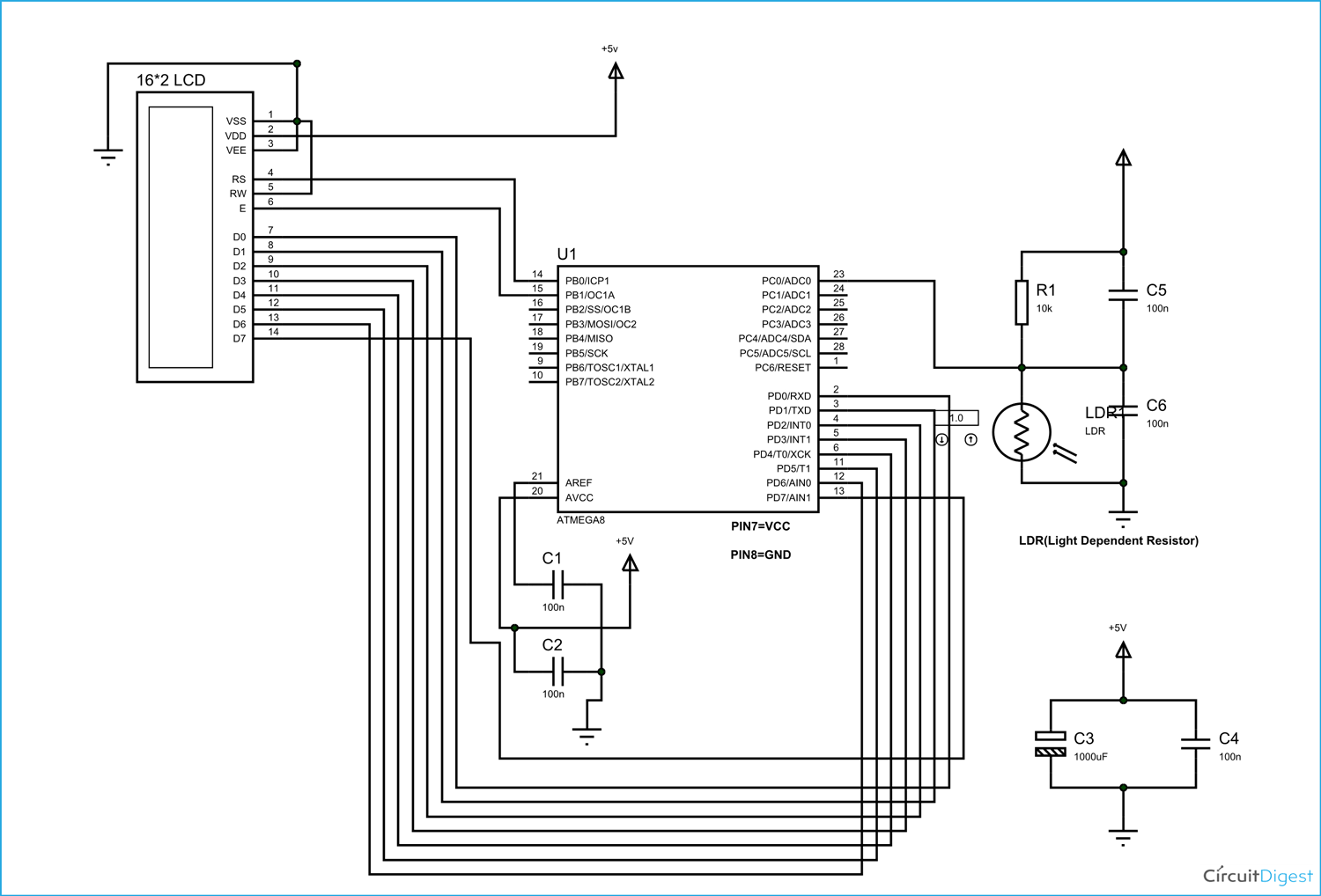 Light Intensity Measurement using LDR and AVR Microcontroller