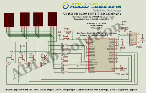 12 Hour Digital Clock Circuit Diagram