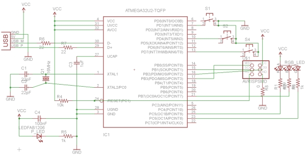 ATMEL ATMEGA8 VIA USB CONTROL CIRCUIT