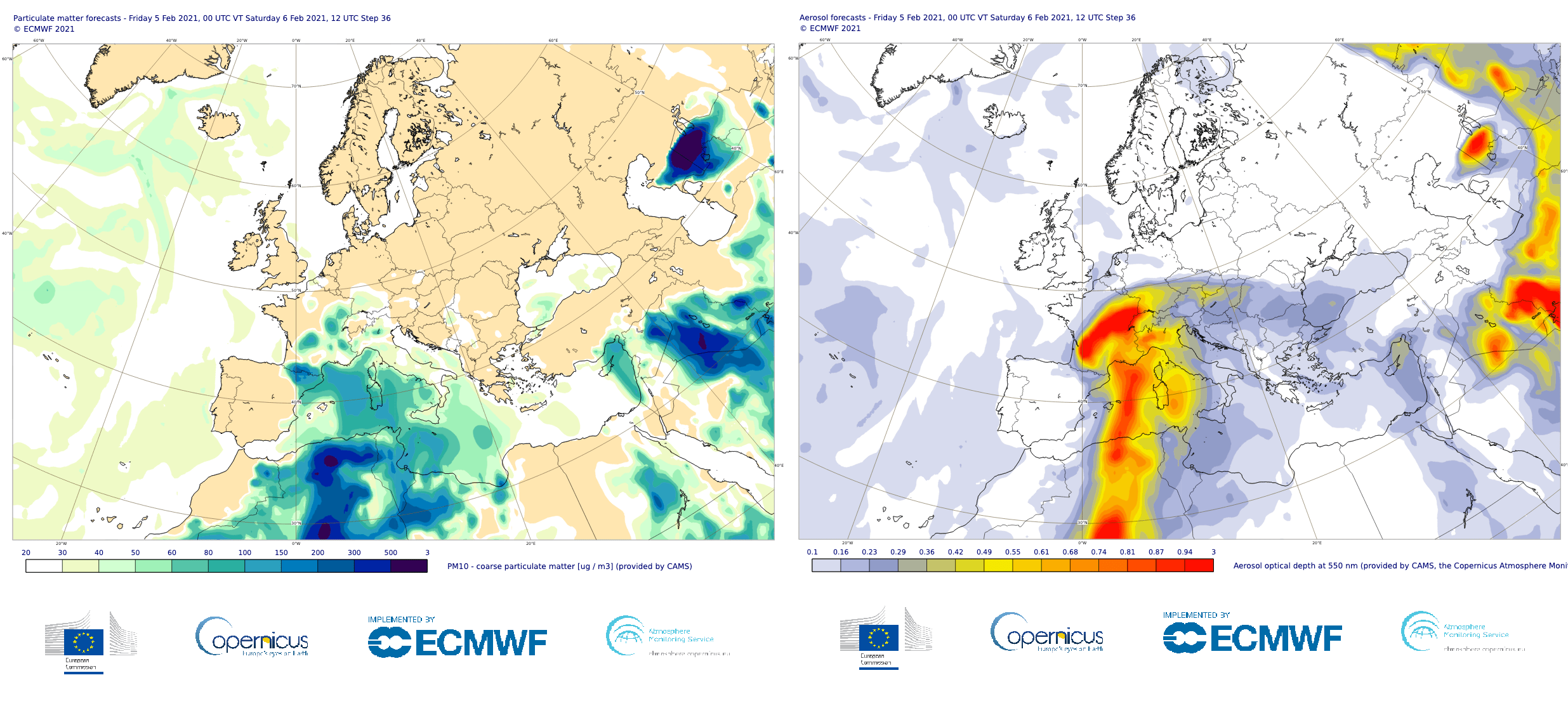 Copernicus Sahara dust episode impacts air quality in European cities