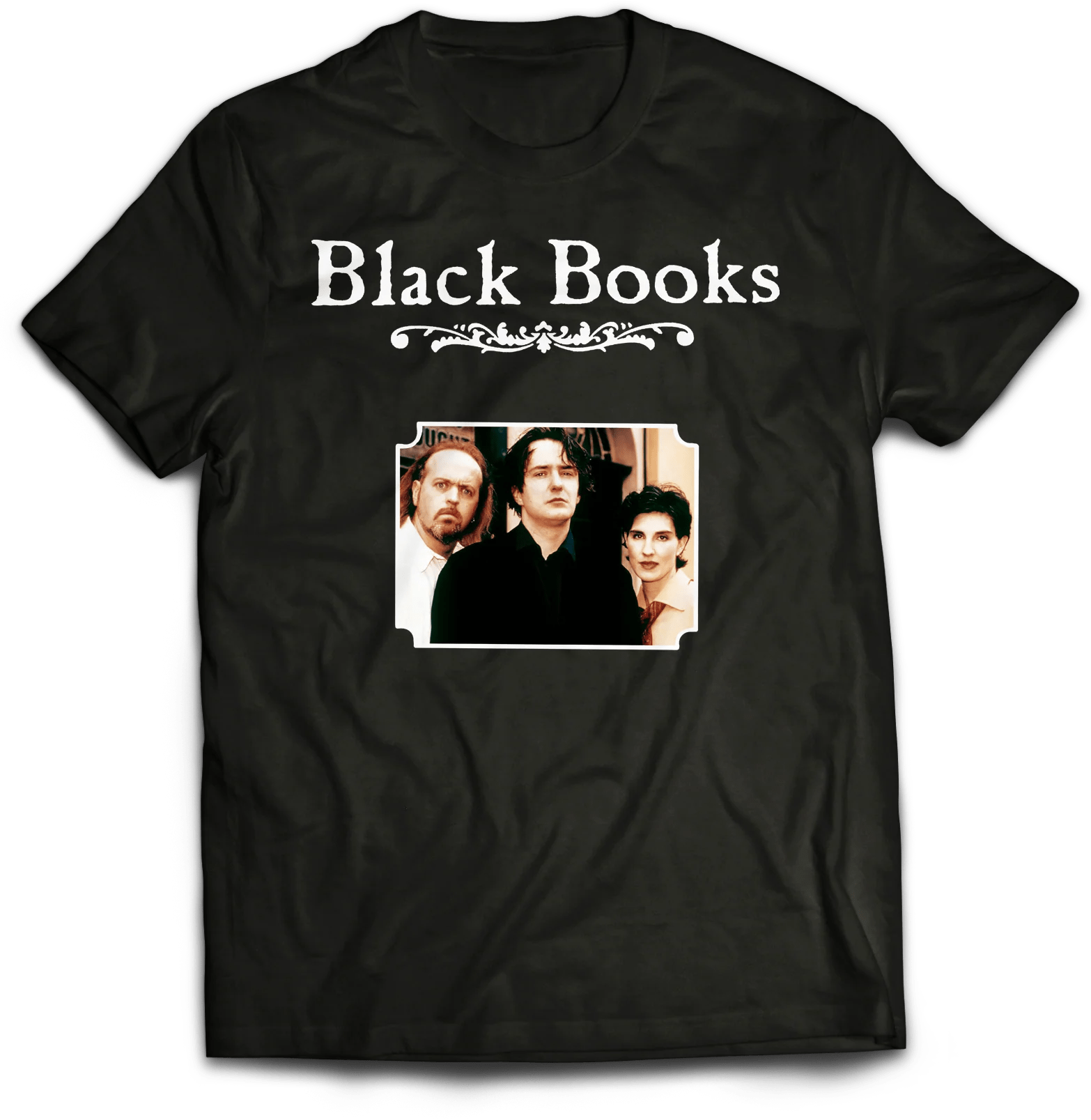 BLACK BOOKS PORTRAIT TSHIRT Atom Age Industries