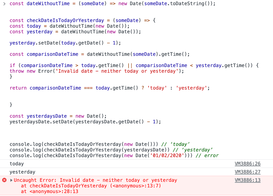 How to get yesterday's date in JavaScript Atomized Objects