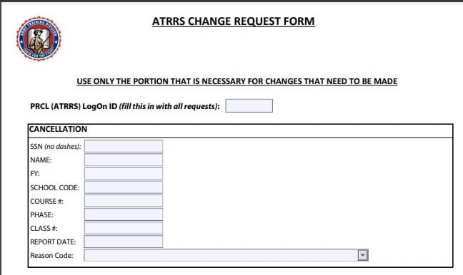 Atrrs Change Request Form