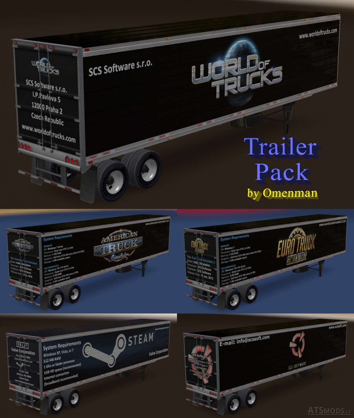 Trailer Pack Games v 1.0 for 1.28 Euro Truck Simulator 2 MOD