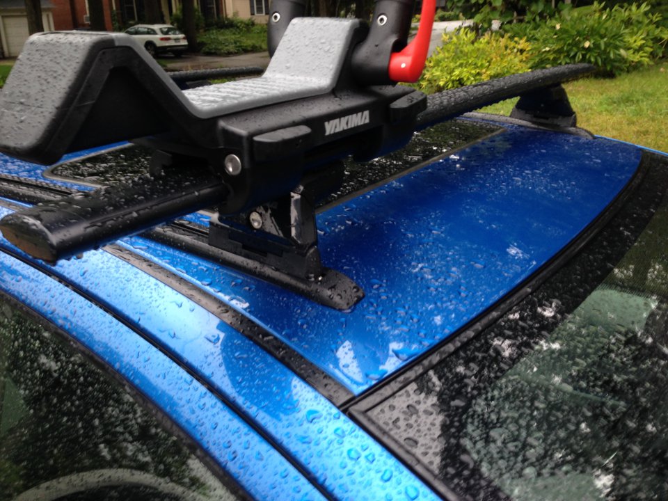 Thule Tracker II roof rack on Prius C solid and removable! PriusChat