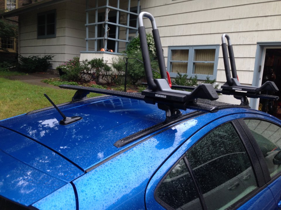Thule Tracker II roof rack on Prius C solid and removable! PriusChat
