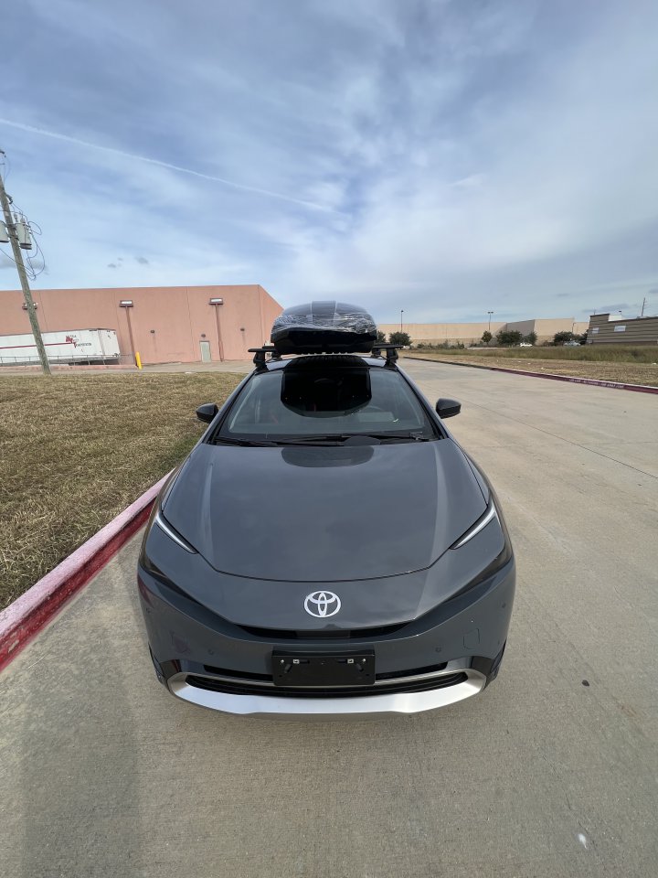 Prius Prime with Fixed Glass Roof Thule Rack and Box PriusChat