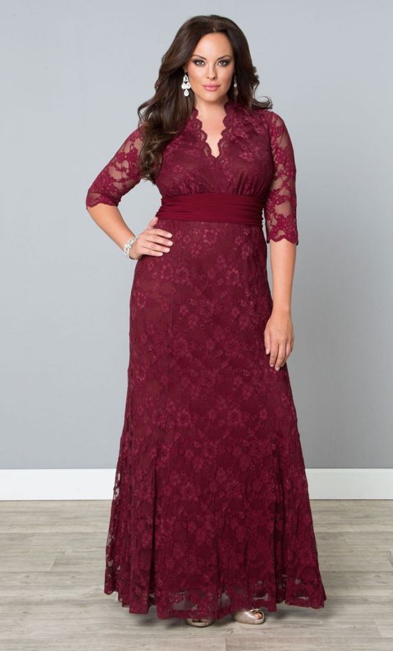 Plus Size Lace Dress With Sleeves for Curvy Women Attire Plus Size