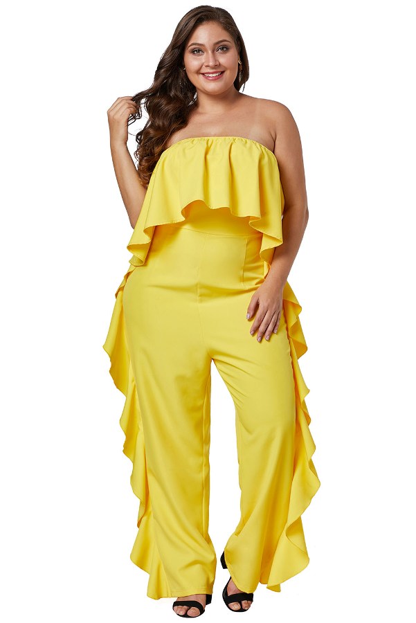 Plus Size Yellow Jumpsuit Attire Plus Size