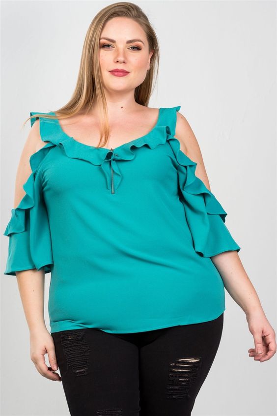 Plus Size Ruffle Blouse for Curvy Women Attire Plus Size