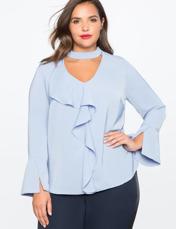 Plus Size Ruffle Blouse for Curvy Women Attire Plus Size
