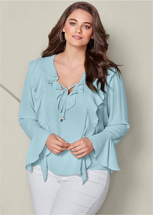 Plus Size Ruffle Blouse for Curvy Women Attire Plus Size