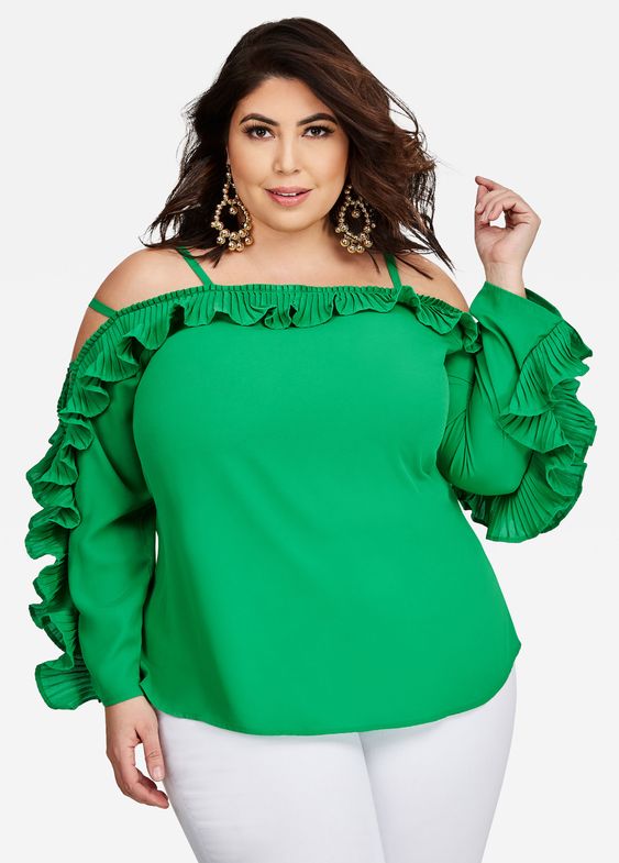 Plus Size Ruffle Blouse for Curvy Women Attire Plus Size