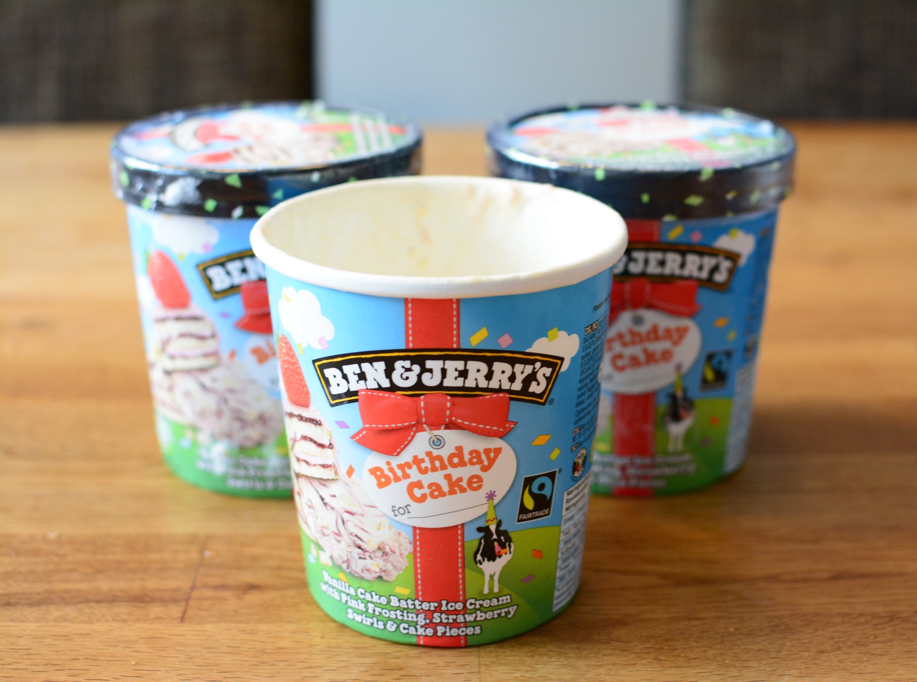Ben & Jerrys Birthday Cake, Ben & Jerry's jubileumsglass Birthday Cake