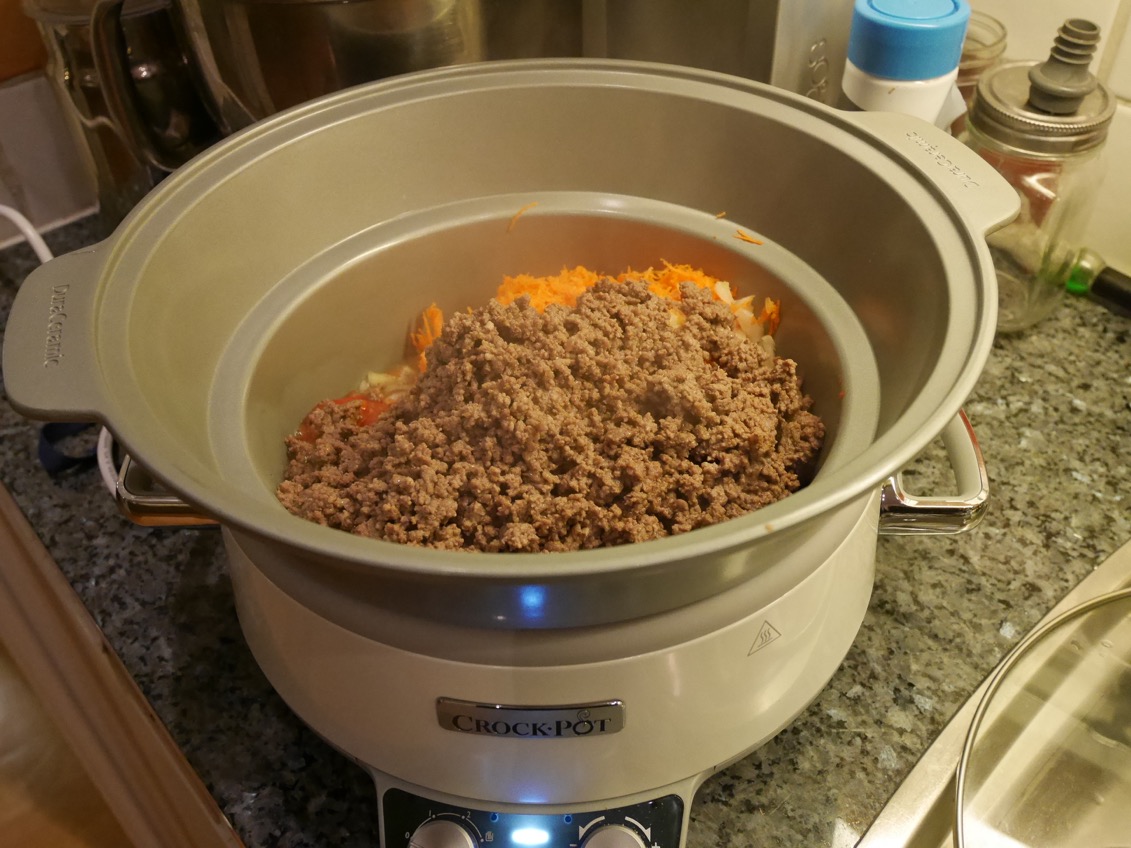 Laga mellandagsmaten i CrockPot, CrockPot, köttfärssås i CrockPot
