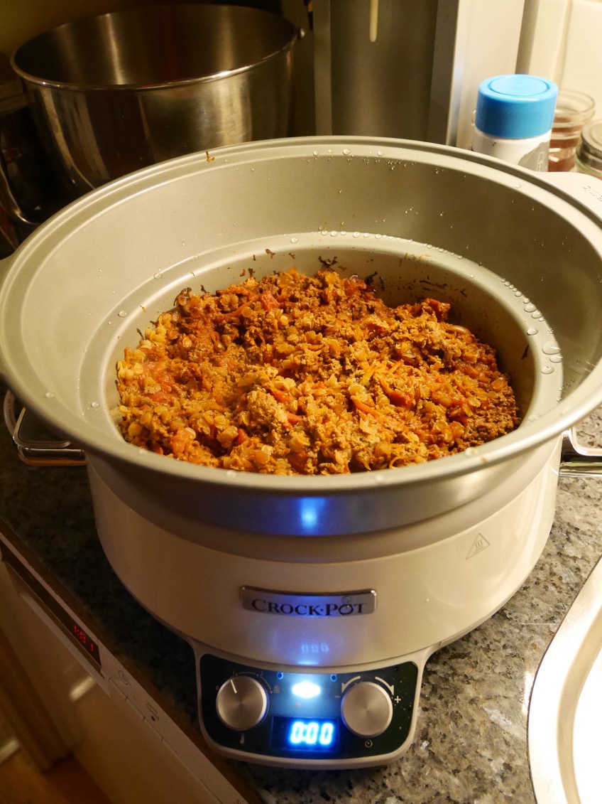 Laga mellandagsmaten i CrockPot, CrockPot, köttfärssås i CrockPot