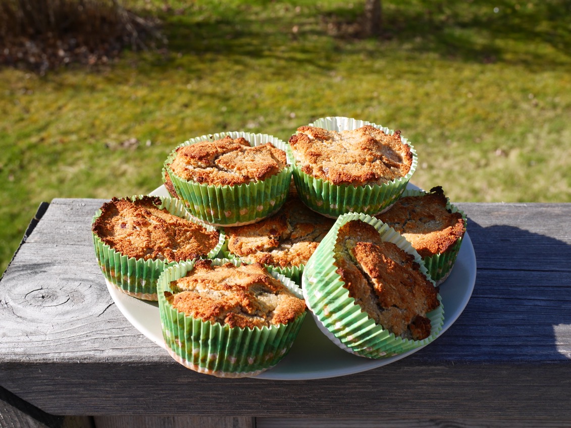 Nyttiga banan och jordnötsmuffins, nyttiga glutenfria muffins