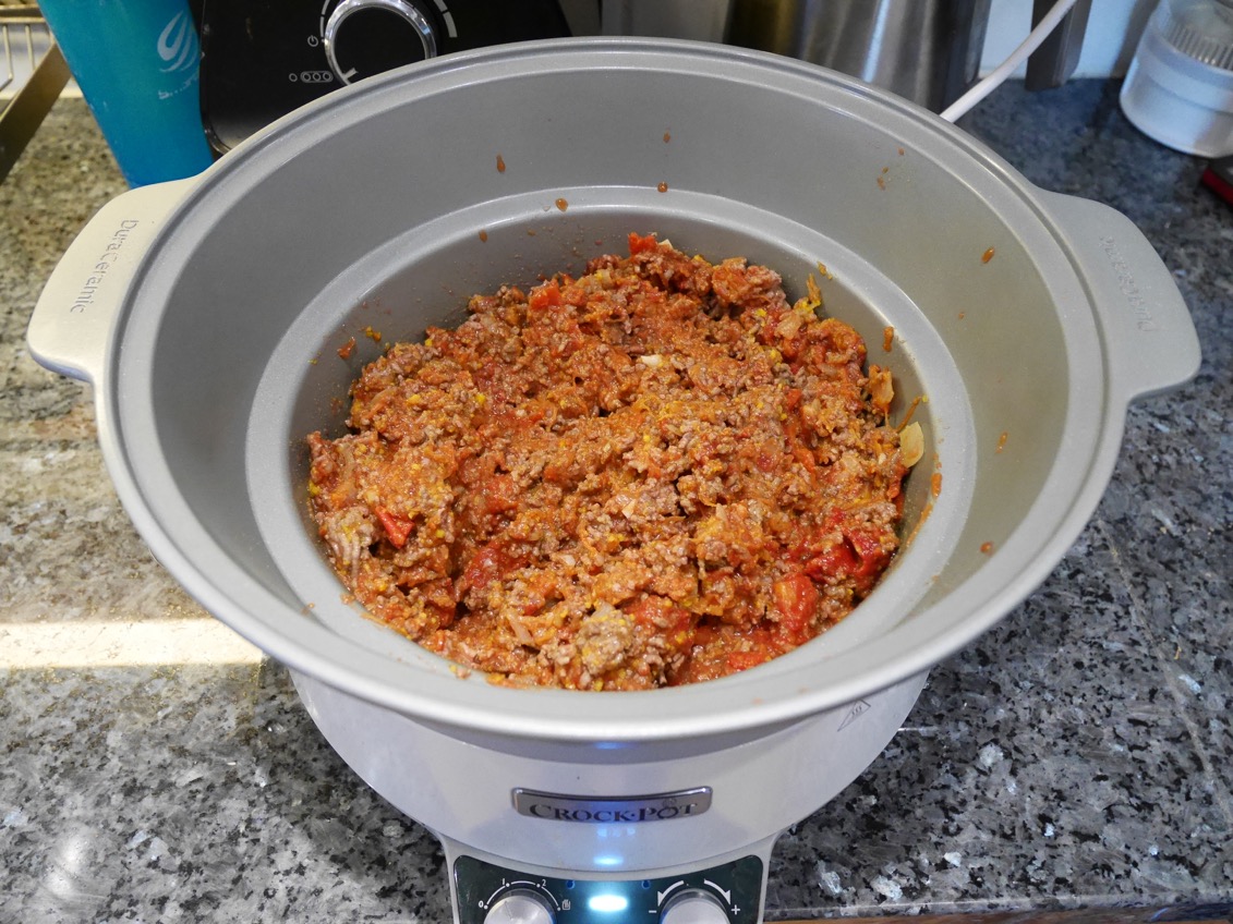 Vardagsfavorit i CrockPot, köttfärssås i CrockPot, långlagad köttfärssås