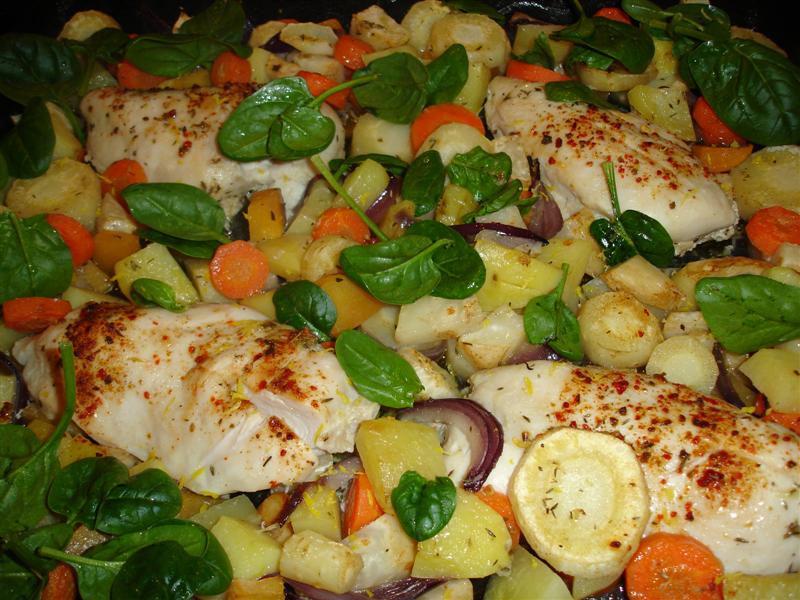 Kyckling och rotsaker i ugn Leva sunt