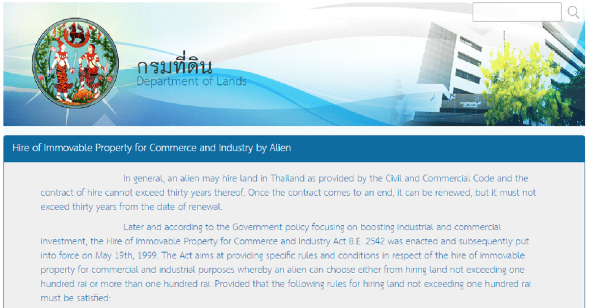 50year Lease of Land for Foreigners in Thailand