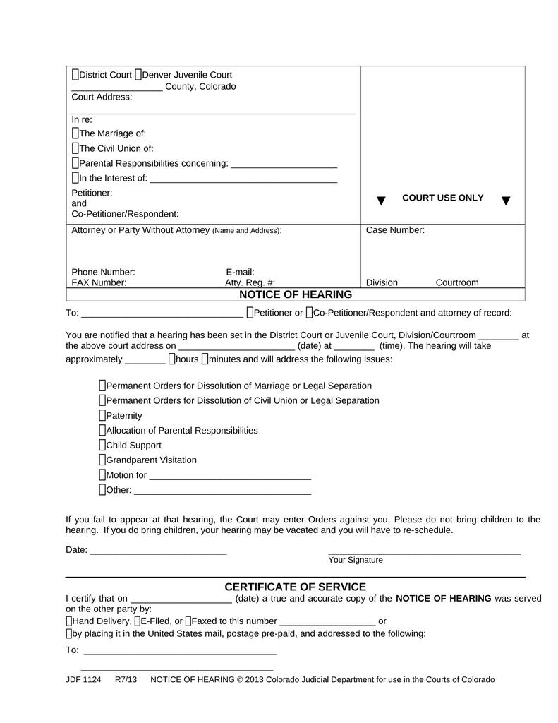 Notice of HearingMarriage and Divorce Attorney Docs