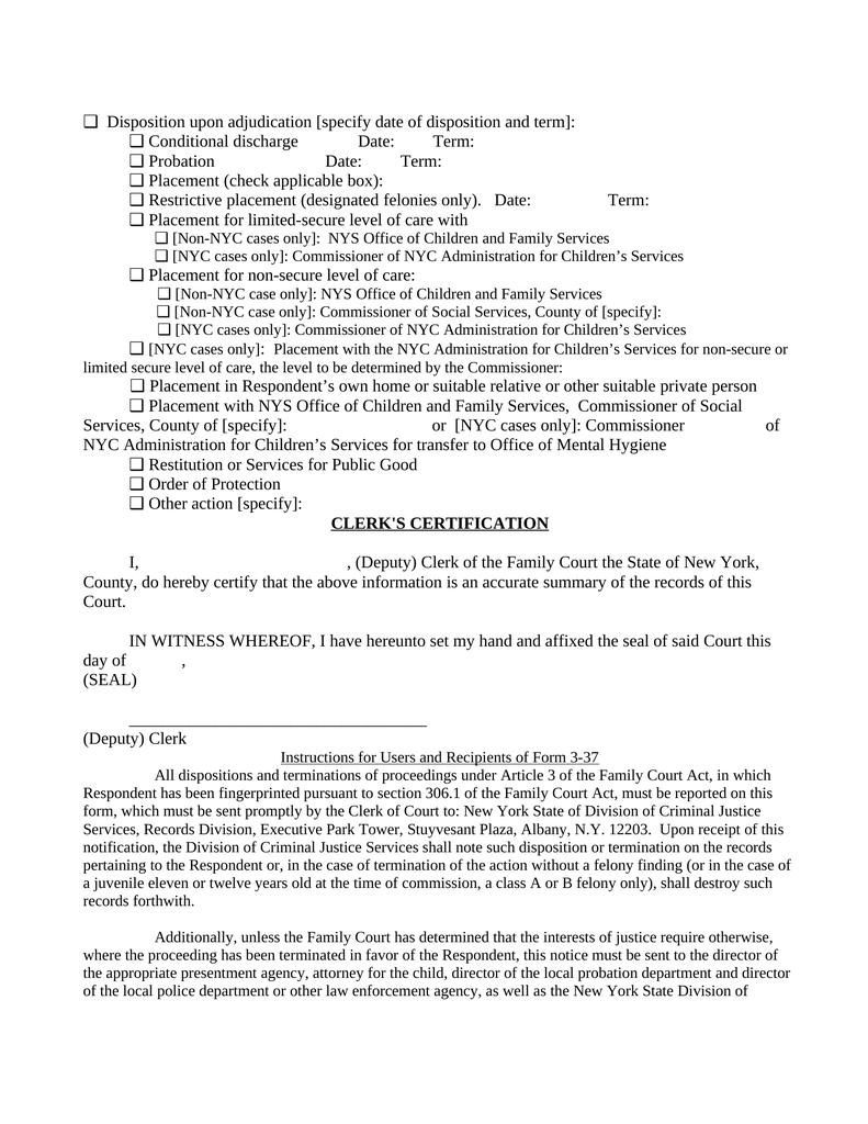 Juvenile Delinquency Notice of Disposition or Termination of