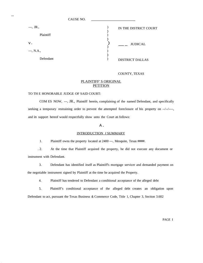 Petition to Stop Foreclosure Attorney Docs