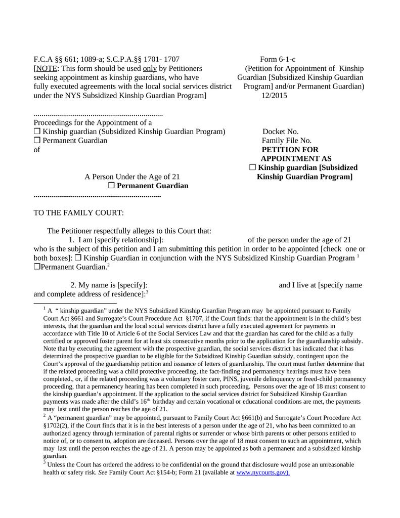 Petition for Appointment of Kinship Guardian Attorney Docs