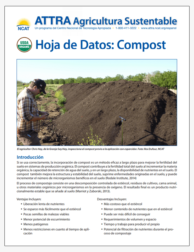 Hoja de Datos Compost ATTRA Sustainable Agriculture Project