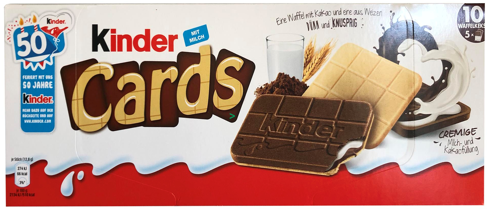 Kinder Cards eine Waffel mit Kakao und eine aus Weizen atundo Food