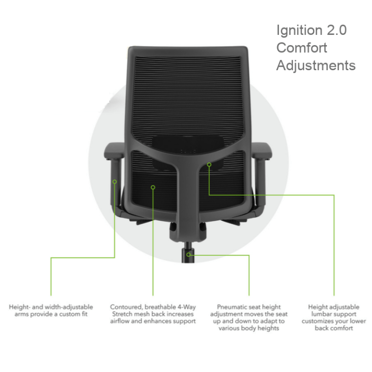 HON Ignition 2.0 Mesh Back Task Chair with Headrest Simply Black