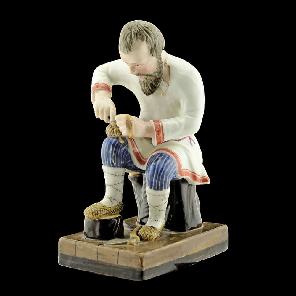 Russian Porcelain Miklashevsky Factory Figurine Lapti Plaiter John