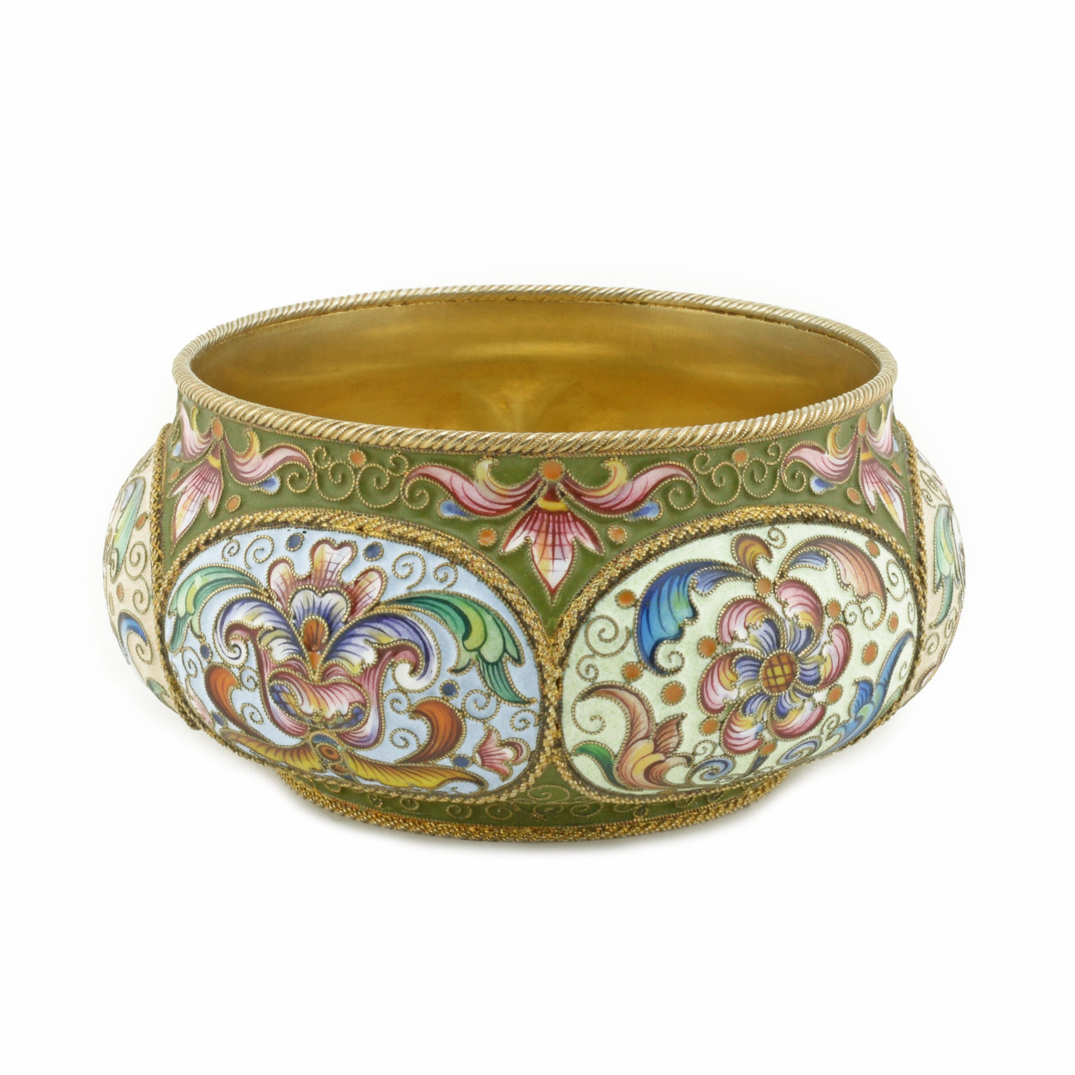 An antique Russian shaded cloisonné enamel bowl by Feodor Rückert