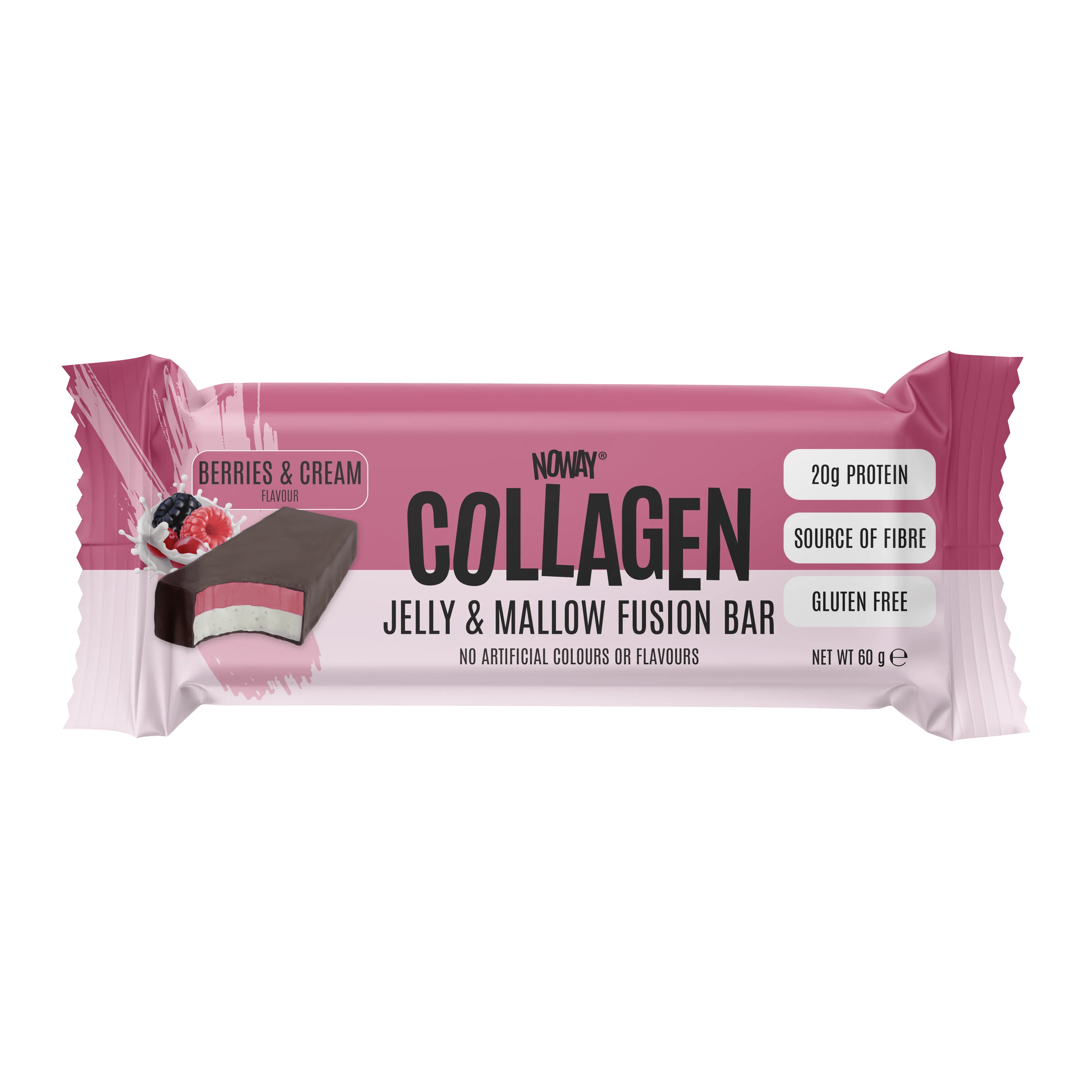 NOWAY Collagen Berries & Cream Fusion Bar 20g Protein ATP Science