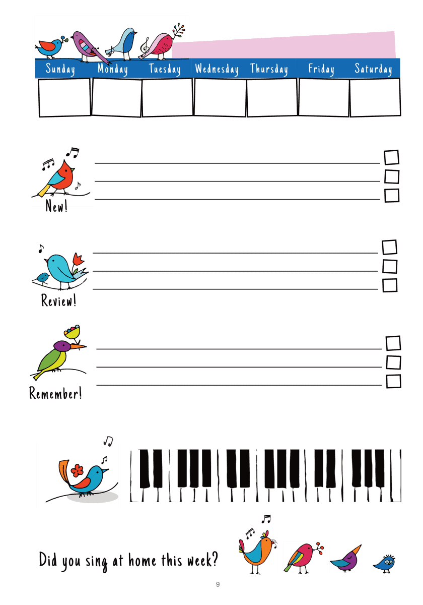 Singing Lesson Practice Planner (Bird) FVM AU Singing Lesson Practice Planner (Bird) FVM AU