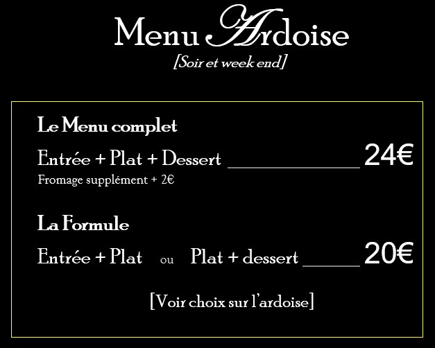 Nos menus Restaurant Le Mottet