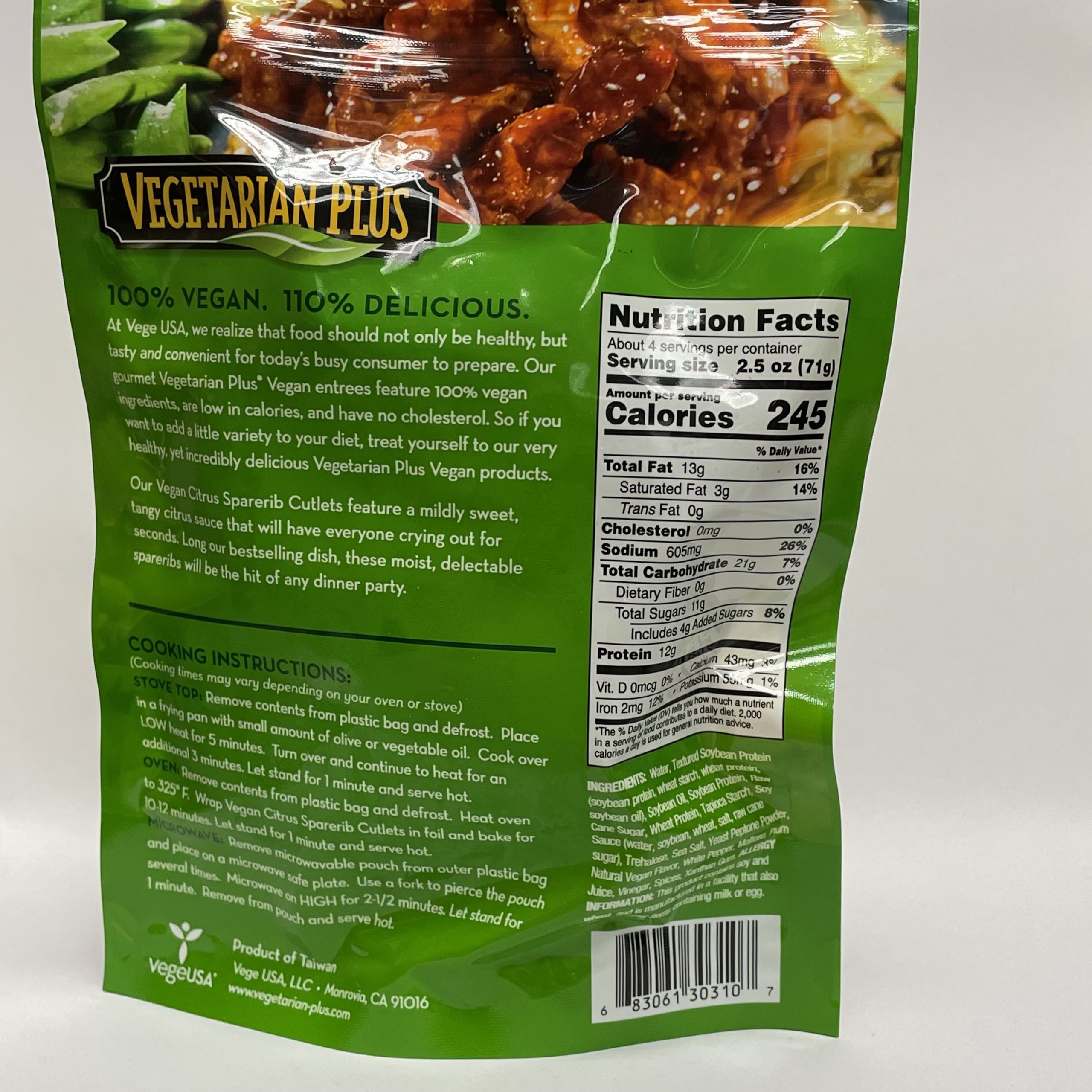 VEGETARIAN PLUS Vegan Citrus Sparerib Cutlets, 10.5 oz. Auburn ABC