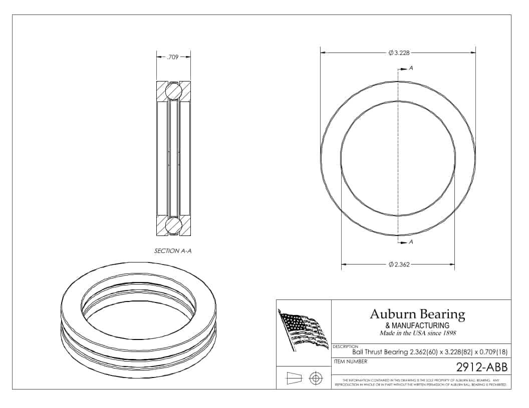 2912 Thrust Ball Bearing Auburn Bearing & Manufacturing