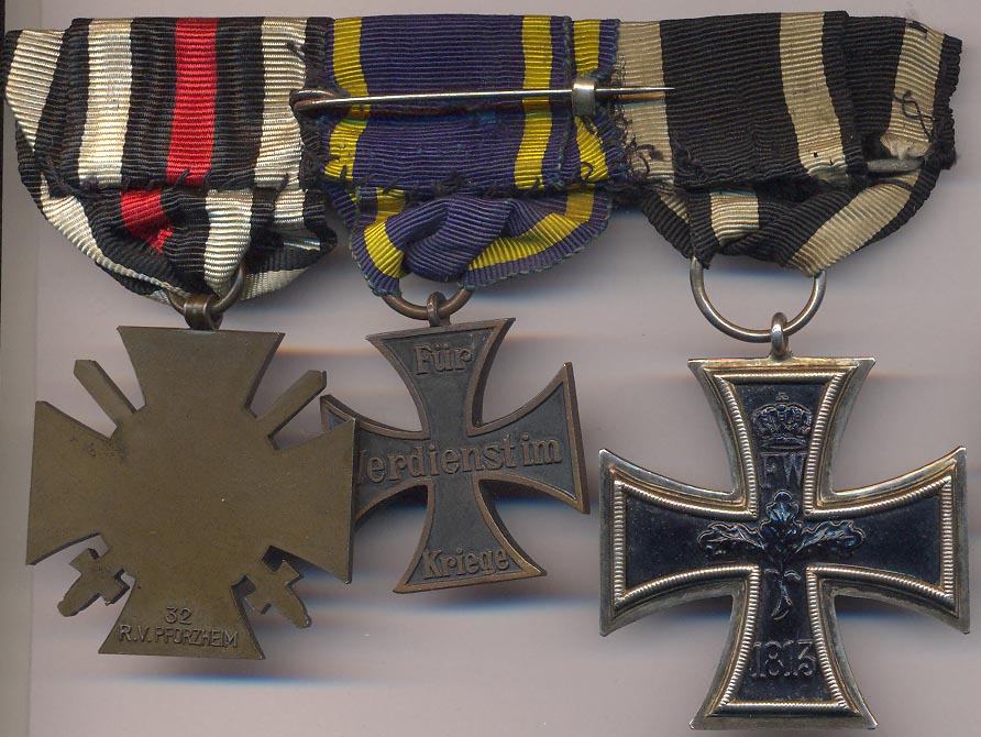 Шпанга из 3ех наград Крест Гинденбурга с мечами (1918г), Железный