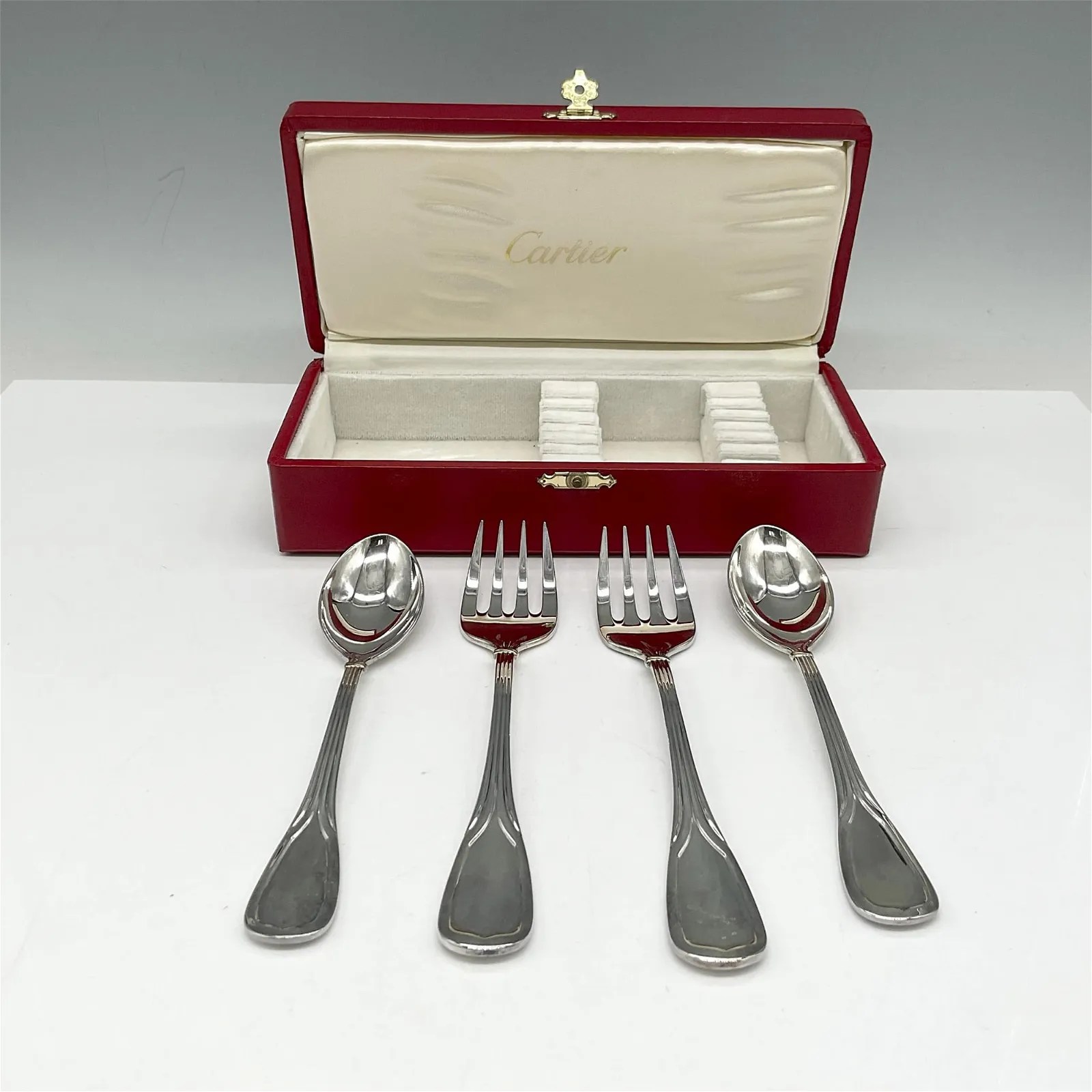 Cartier Sterling Silver Spoon and Fork Set, 4 pieces Auction Daily