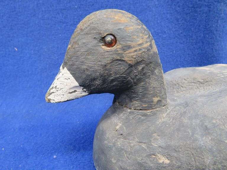 Wooden Coot decoy with glass eyes AAA Auction and Realty