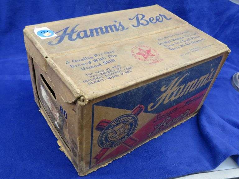 Old cardboard Hamm's Beer case AAA Auction and Realty