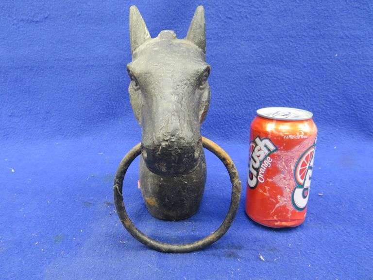 Old cast iron horse head hitching post topper appears to be original