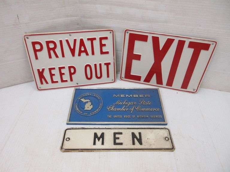 (4) Old Metal Signs Albrecht Auction Service