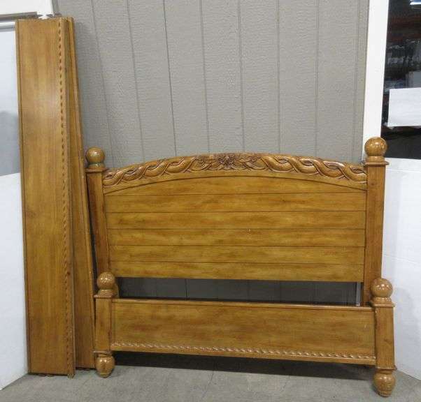 Knotty Pine Solid Wood Queen Bed Frame with Headboard, Footboard, and