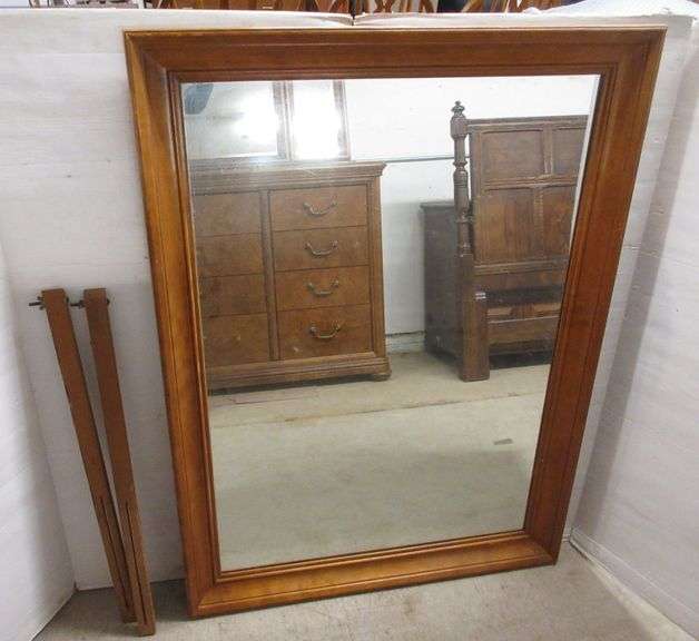 Wood Framed Mirror, Looks Like Maple, Includes Dresser Brackets