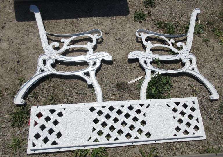 CastIron Park Bench Parts (2) Side Legs with Arms, and Back Piece to