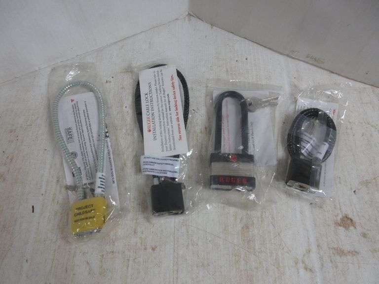 (4) Trigger Locks 2 Ruger Cable Lock, Long; Yellow Project, Child