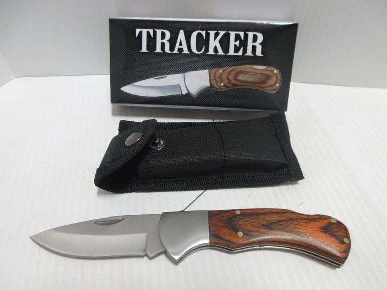 Tracker Folding Lockback Knife with Sheath Albrecht Auction Service